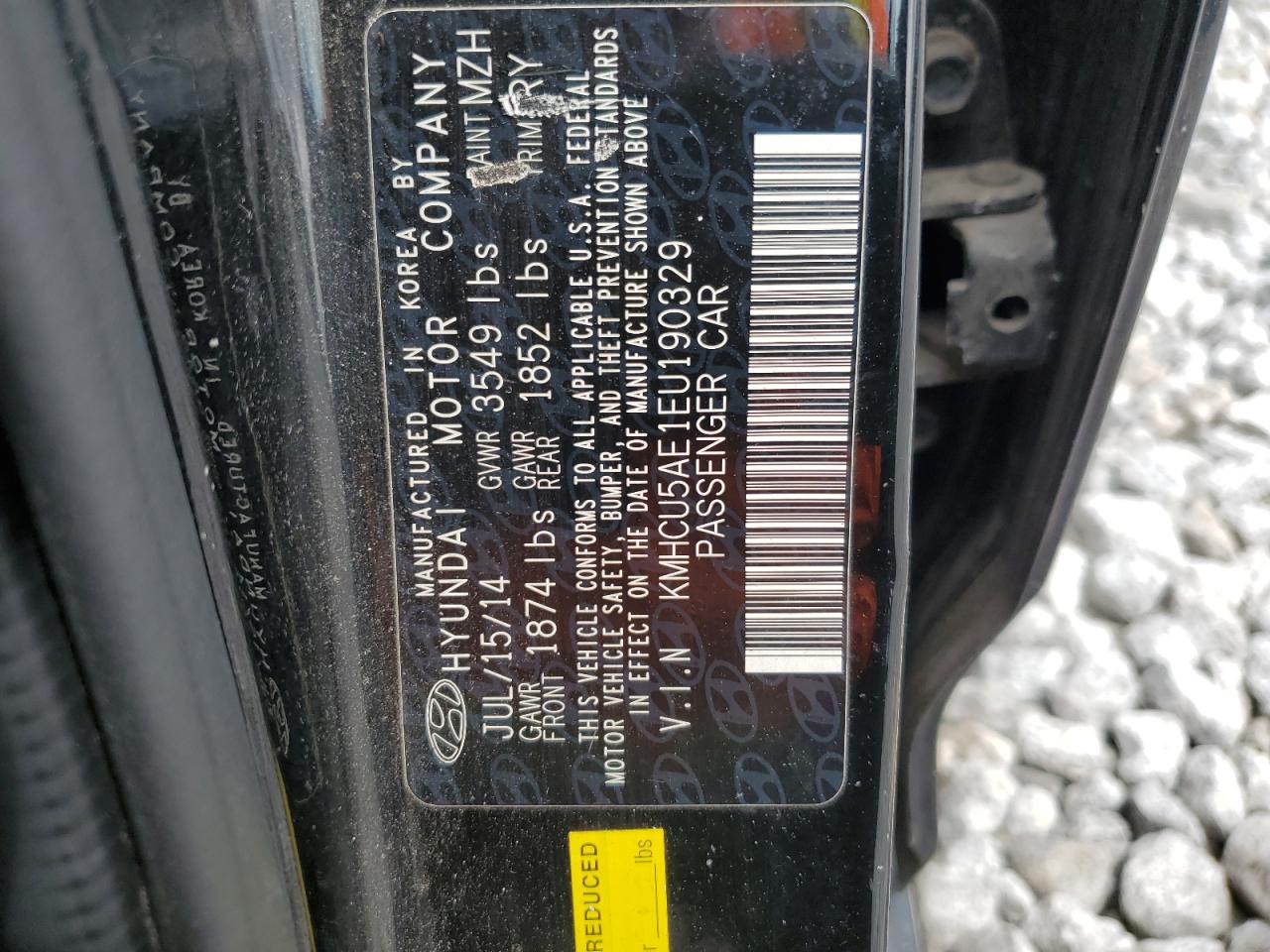 KMHCU5AE1EU190329 2014 Hyundai Accent Gls