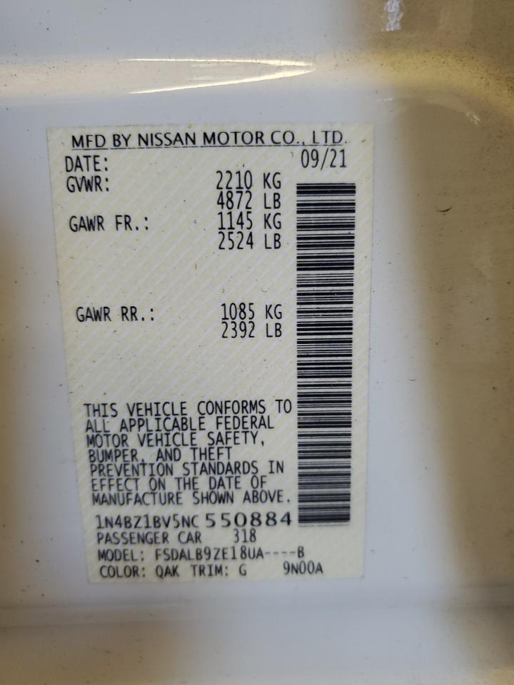 1N4BZ1BV5NC550884 2022 Nissan Leaf S Plus