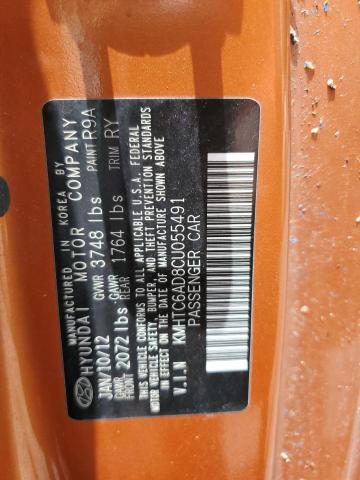 2012 Hyundai Veloster VIN: KMHTC6AD8CU055491 Lot: 62667504