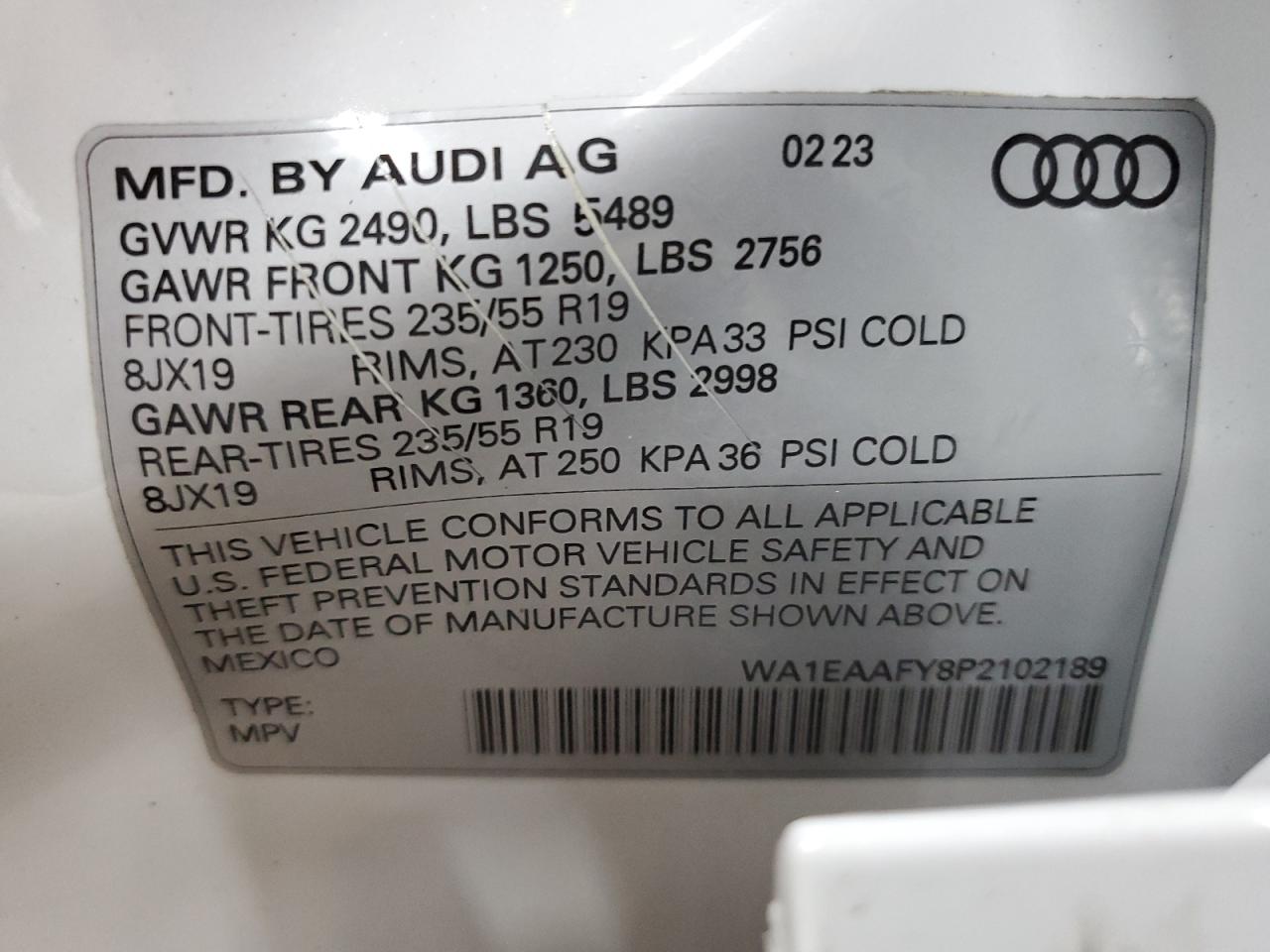 WA1EAAFY8P2102189 2023 Audi Q5 Premium Plus 45