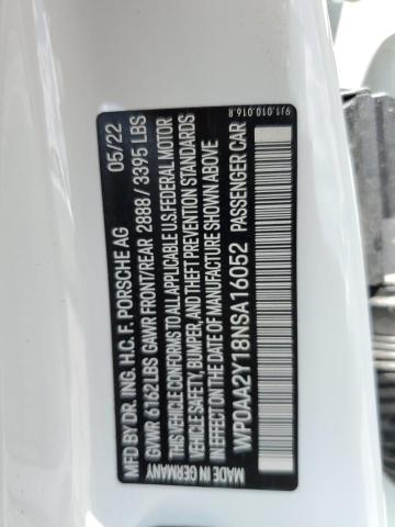 2022 PORSCHE TAYCAN WP0AA2Y18NSA16052