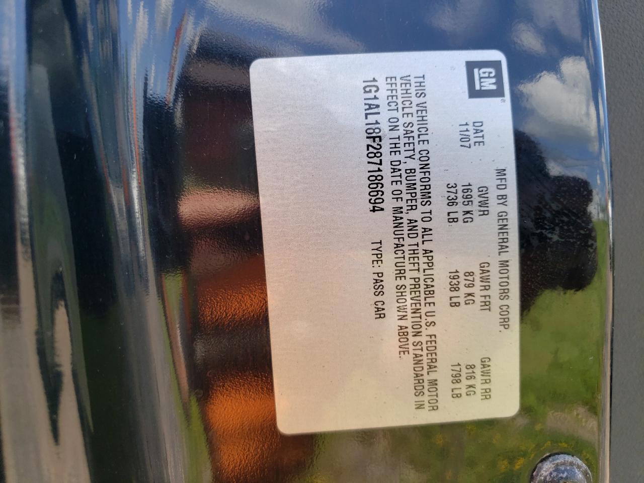 1G1AL18F287186694 2008 Chevrolet Cobalt Lt