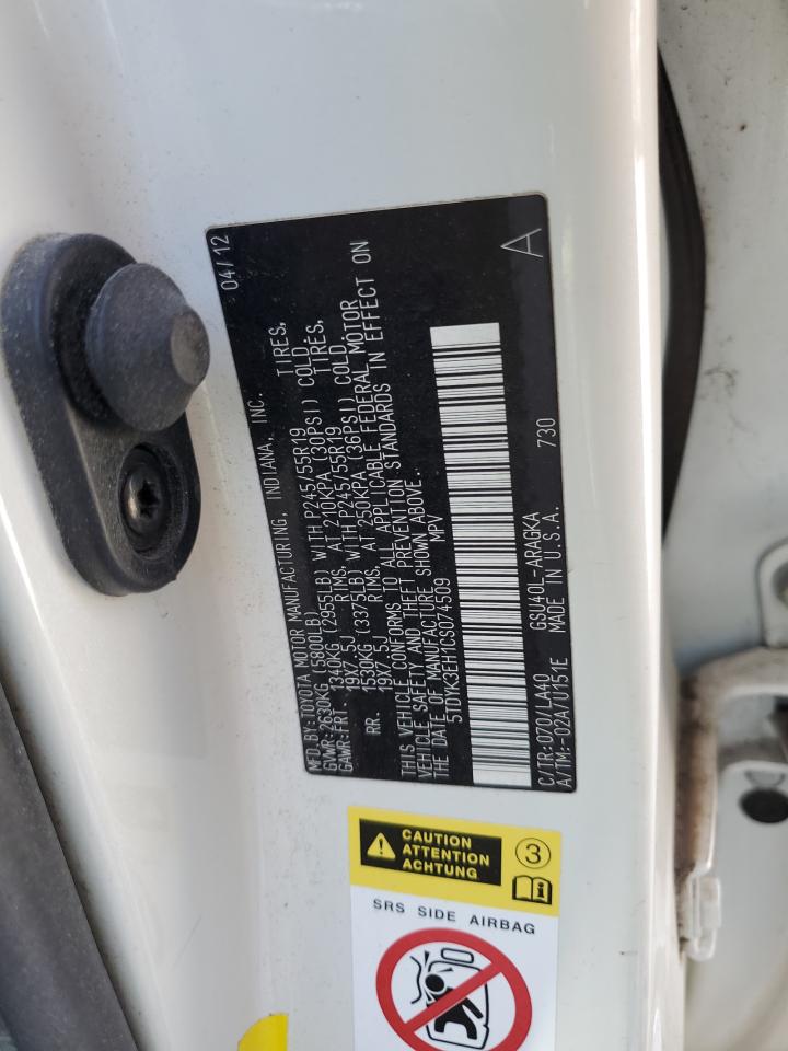 5TDYK3EH1CS074509 2012 Toyota Highlander Limited