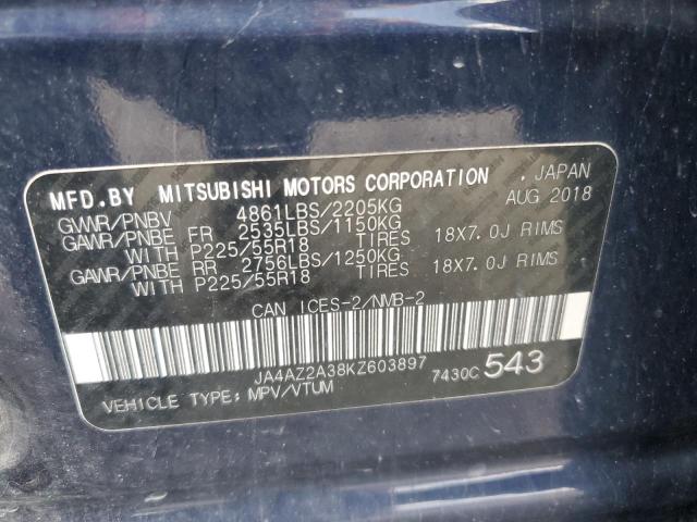 2019 Mitsubishi Outlander Es VIN: JA4AZ2A38KZ603897 Lot: 62700004