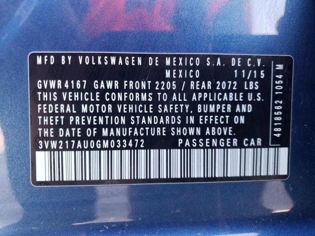 2016 VOLKSWAGEN GOLF S/SE - 3VW217AU0GM033472