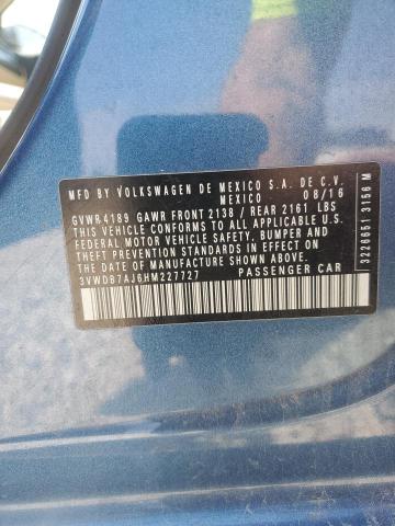 2017 VOLKSWAGEN JETTA SE - 3VWDB7AJ6HM227727