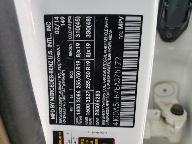 2014 Mercedes-Benz Ml 350 4Matic VIN: 4JGDA5HB7EA375172 Lot: 61390244