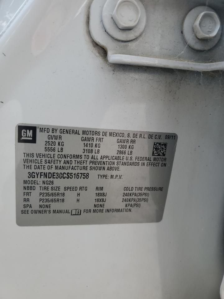 3GYFNDE30CS516758 2012 Cadillac Srx Luxury Collection