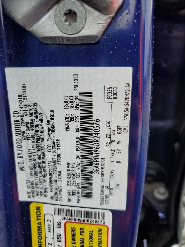 3FA6P0H96DR240576 2013 Ford Fusion Se