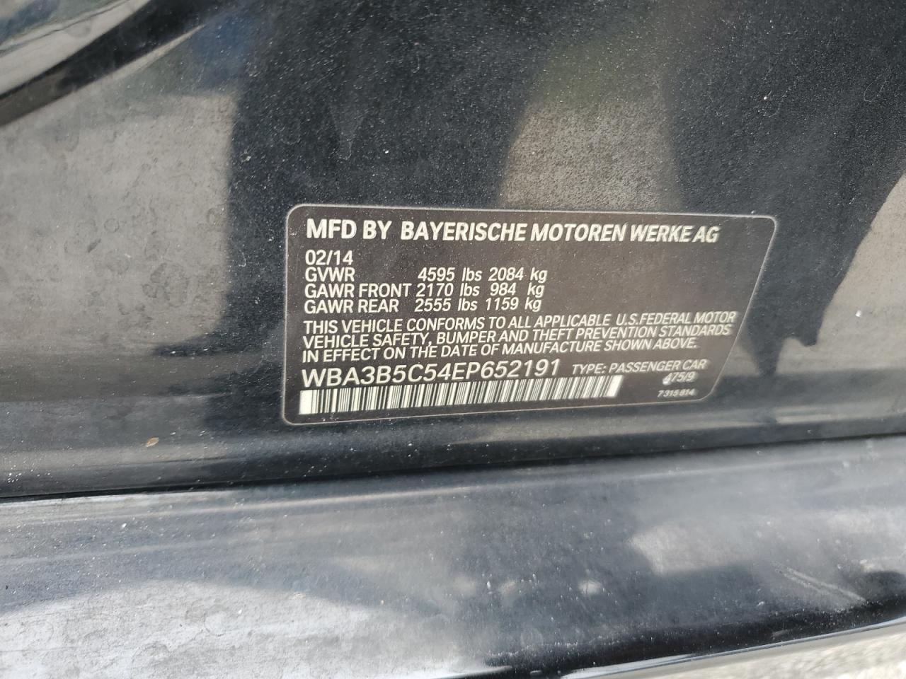 WBA3B5C54EP652191 2014 BMW 328 Xi Sulev