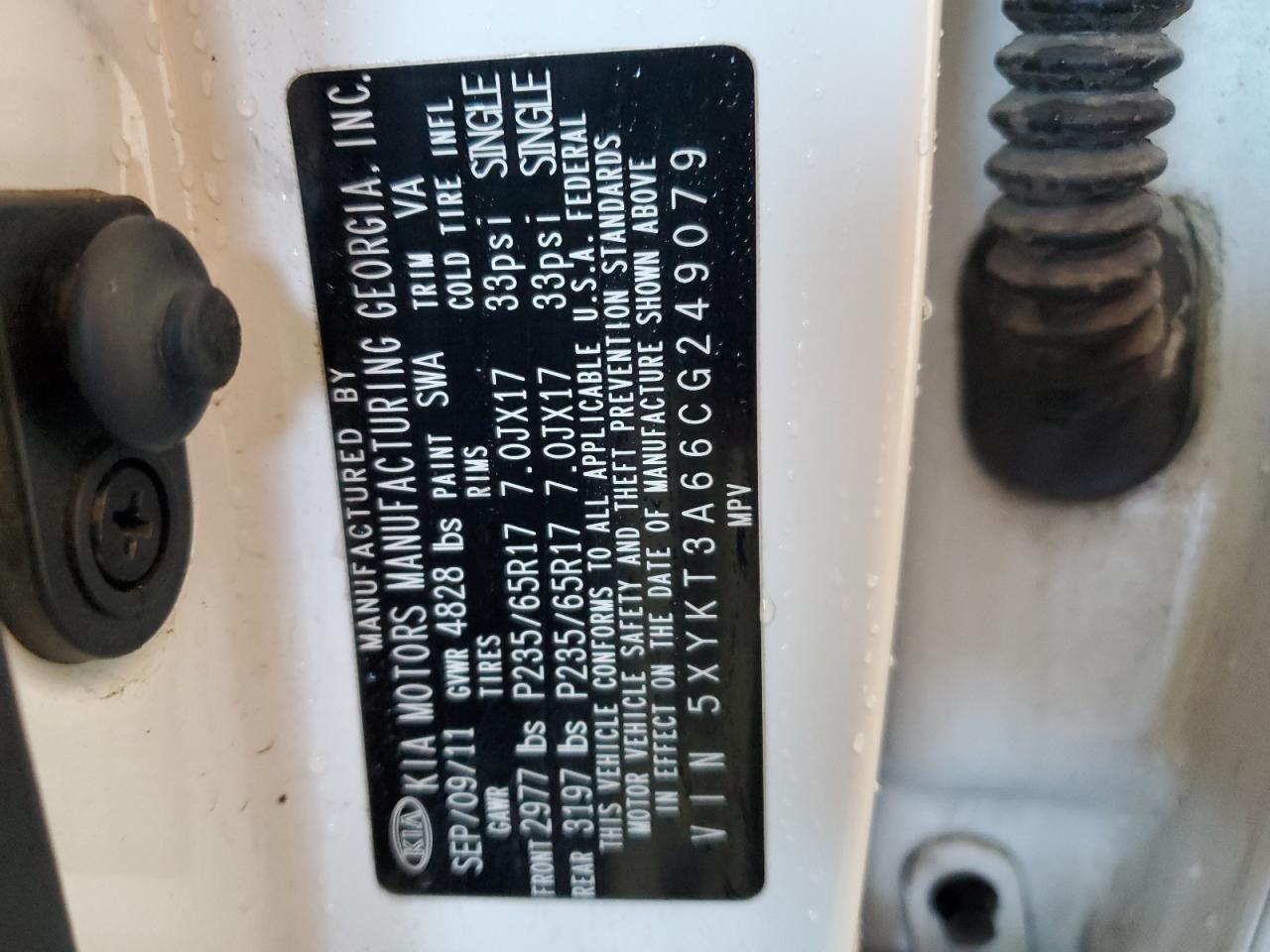 5XYKT3A66CG249079 2012 Kia Sorento Base