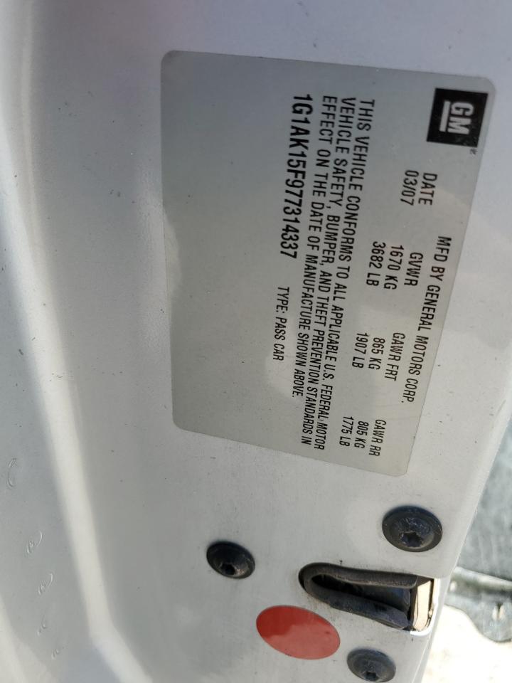 1G1AK15F077389962 2007 Chevrolet Cobalt Ls