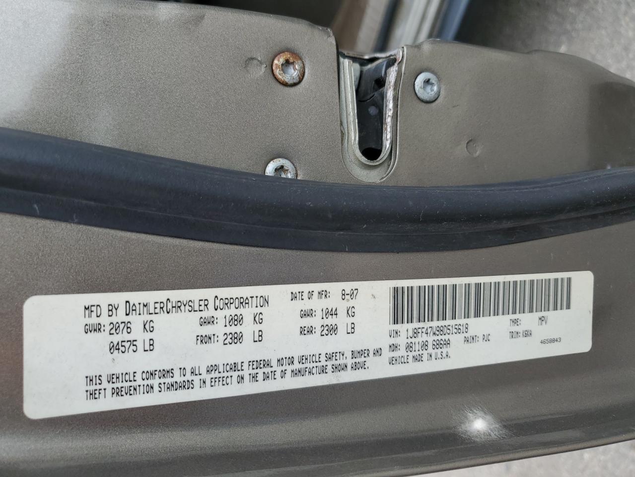 1J8FF47W98D515618 2008 Jeep Compass Sport