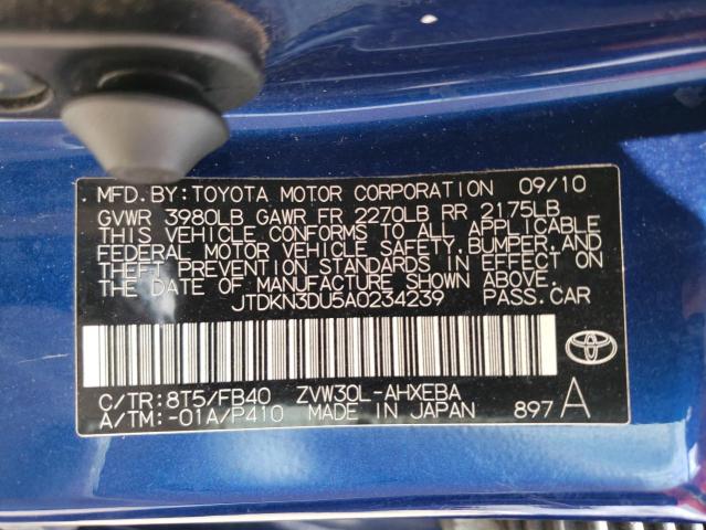 2010 Toyota Prius VIN: JTDKN3DU5A0234239 Lot: 62986914