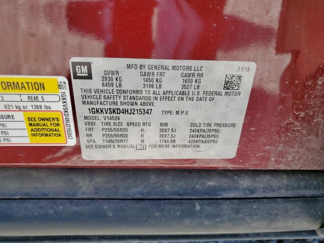 2017 GMC Acadia Limited Slt-2 VIN: 1GKKVSKD4HJ215347 Lot: 62438004