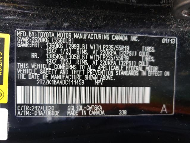 2013 Lexus Rx 350 VIN: 2T2ZK1BA4DC111459 Lot: 61719214