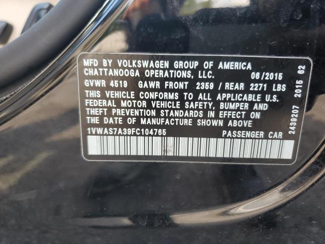 2015 VOLKSWAGEN PASSAT S 1VWAS7A39FC104765  62964054