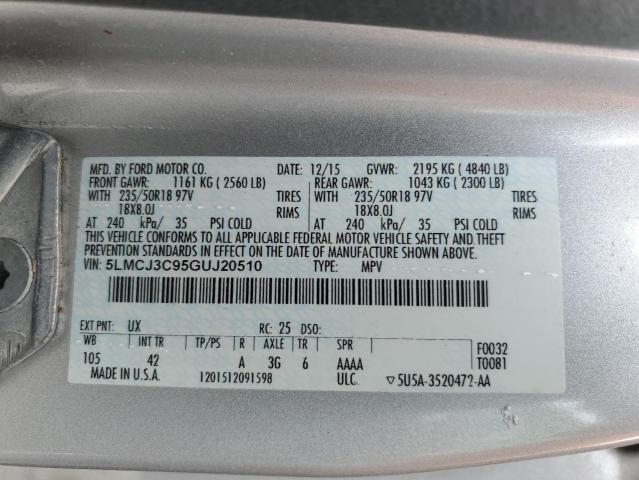 2016 LINCOLN MKC RESERV - 5LMCJ3C95GUJ20510