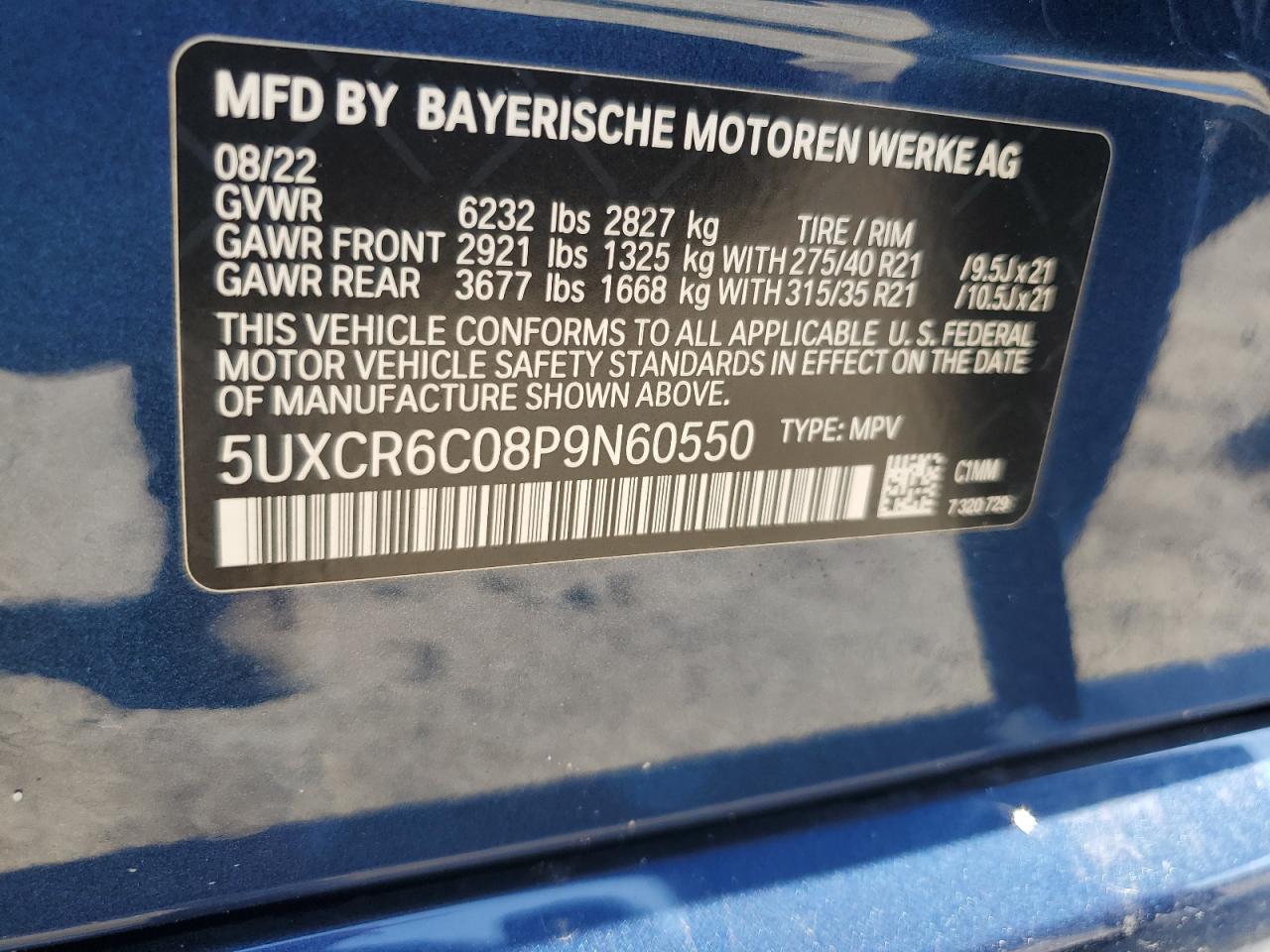 5UXCR6C08P9N60550 2023 BMW X5 xDrive40I