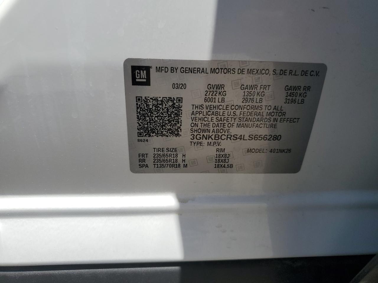 3GNKBCRS4LS656280 2020 Chevrolet Blazer 2Lt