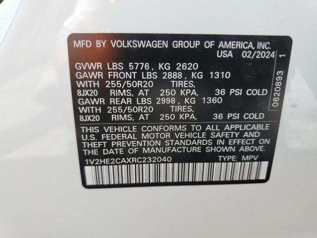 2024 Volkswagen Atlas Cross Sport Se VIN: 1V2HE2CAXRC232040 Lot: 62693604