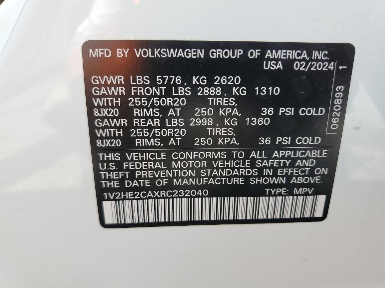 Lot #2848587987 2024 VOLKSWAGEN ATLAS CROS