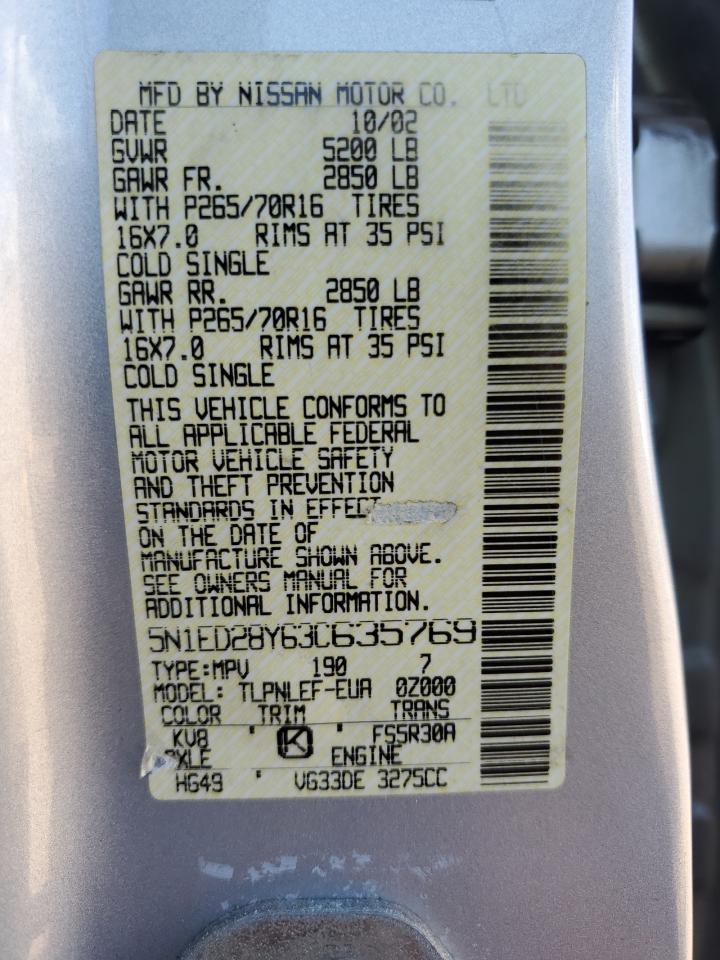 5N1ED28Y63C635769 2003 Nissan Xterra Xe