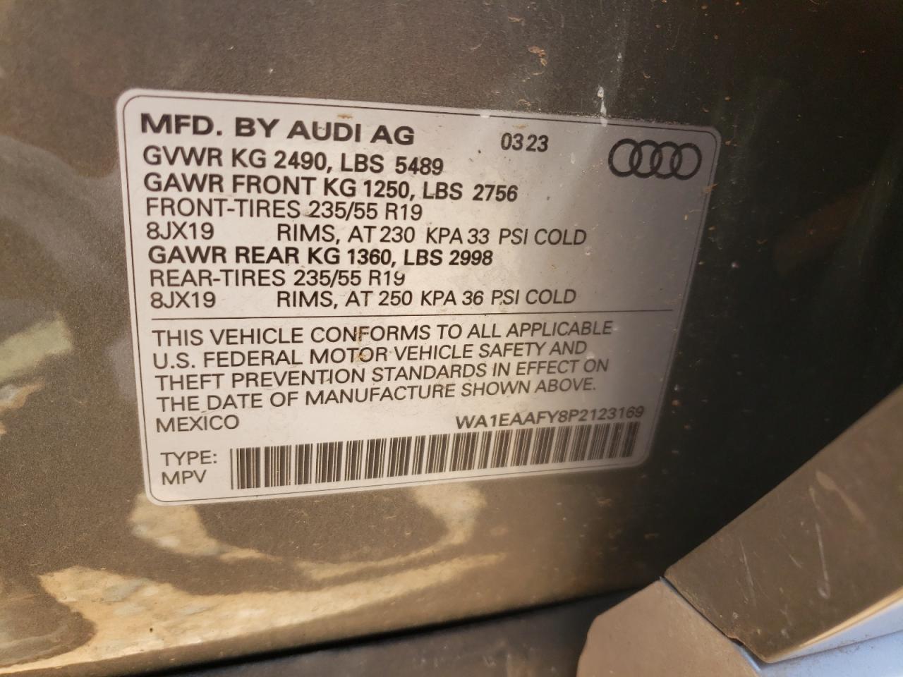 WA1EAAFY8P2123169 2023 Audi Q5 Premium Plus 45