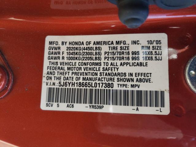 2005 Honda Element Ex VIN: 5J6YH18665L017380 Lot: 61753844