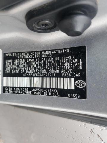 VIN 4T1BF1FKXGU127214 2016 Toyota Camry, LE no.12