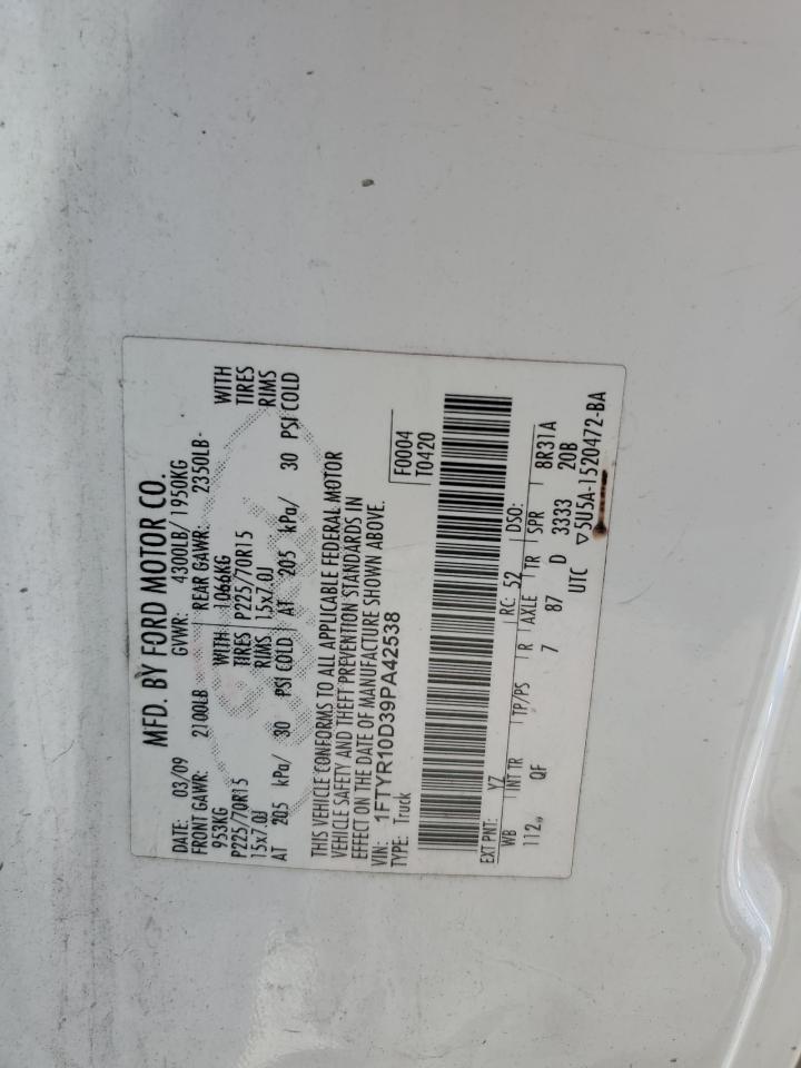 1FTYR10D39PA42538 2009 Ford Ranger