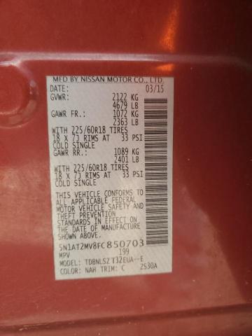 2015 Nissan Rogue S VIN: 5N1AT2MV8FC850703 Lot: 62429434