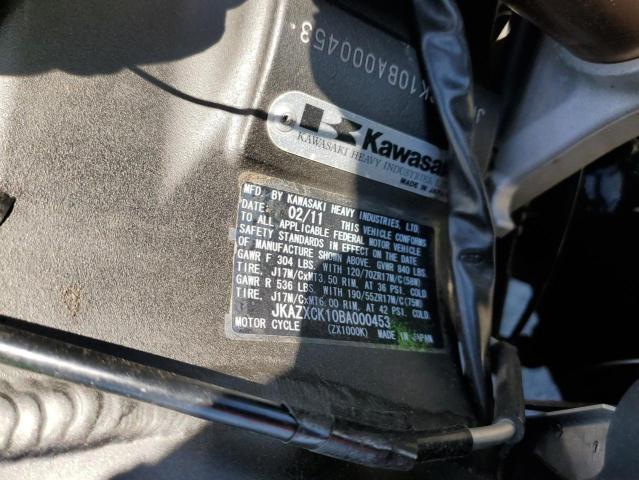 2011 KAWASAKI ZX1000 K - JKAZXCK10BA000453