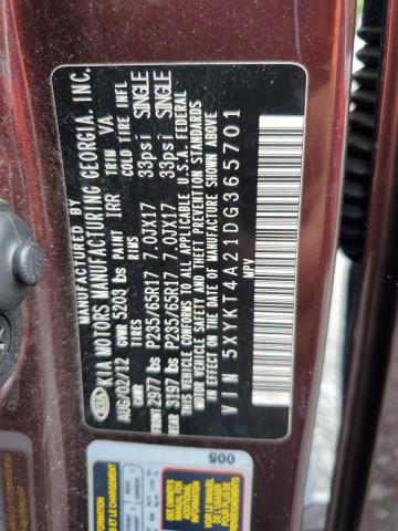 2013 Kia Sorento Lx VIN: 5XYKT4A21DG365701 Lot: 61496024