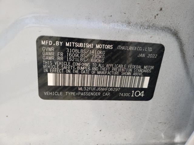 2022 Mitsubishi Mirage G4 Es VIN: ML32FUFJ6NHF06297 Lot: 61688514