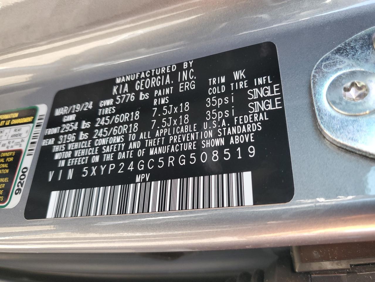 5XYP24GC5RG508519 2024 Kia Telluride Lx