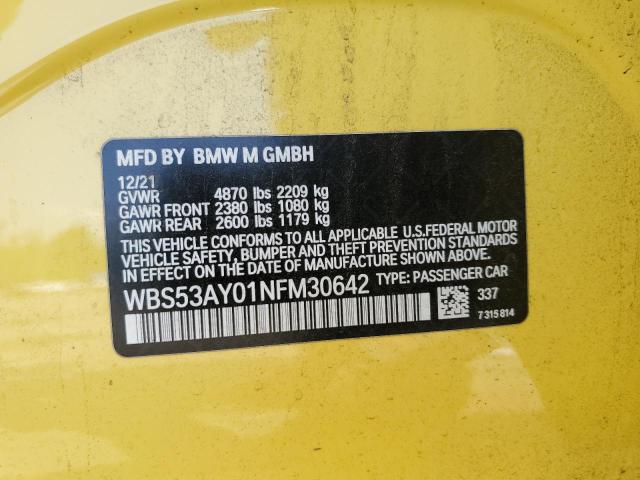 VIN WBS53AY01NFM30642 2022 BMW M3 no.13