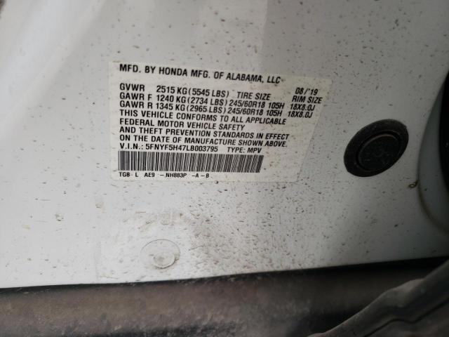 2020 HONDA PILOT EXL - 5FNYF5H47LB003795