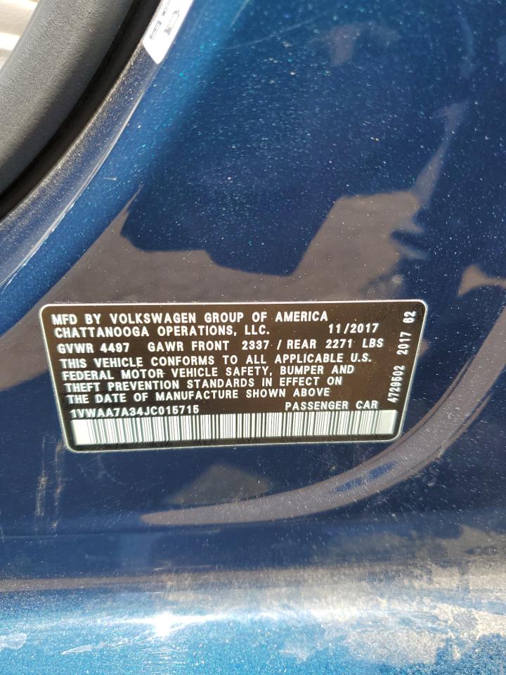 1VWAA7A34JC015715 2018 Volkswagen Passat S