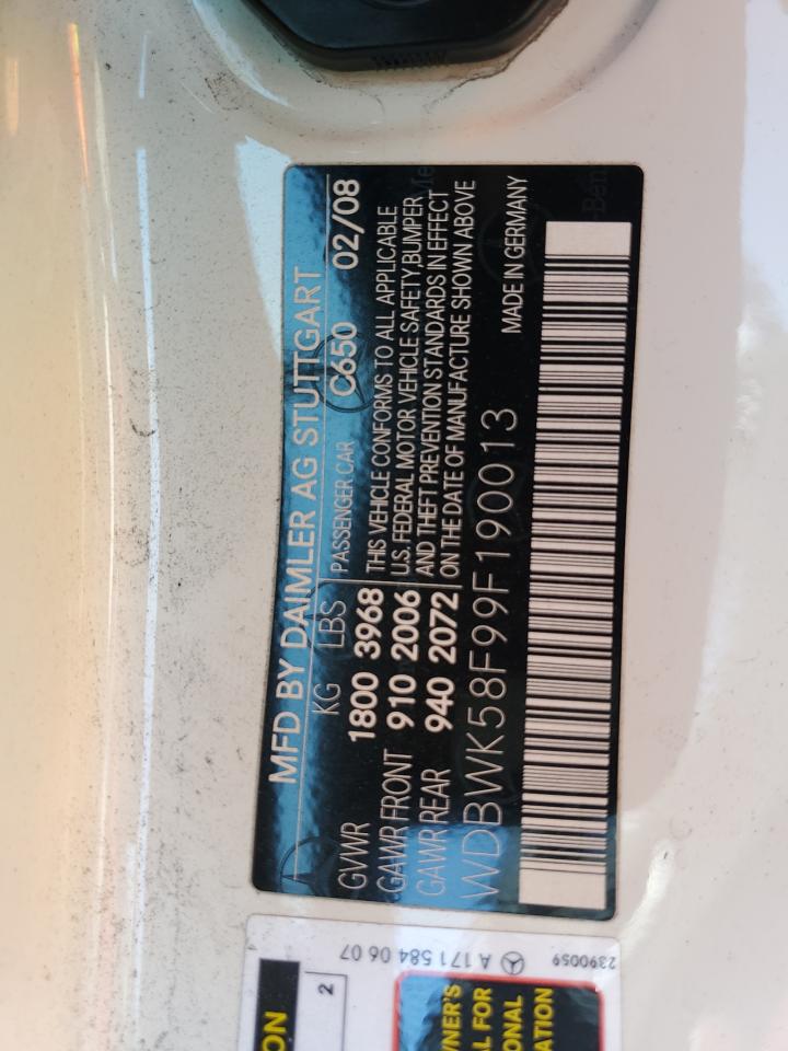 WDBWK58F99F190013 2009 Mercedes-Benz Slk 350