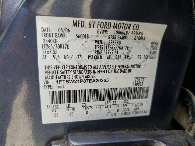 2007 Ford F250 Super Duty VIN: 1FTSW21P87EA20265 Lot: 62702204