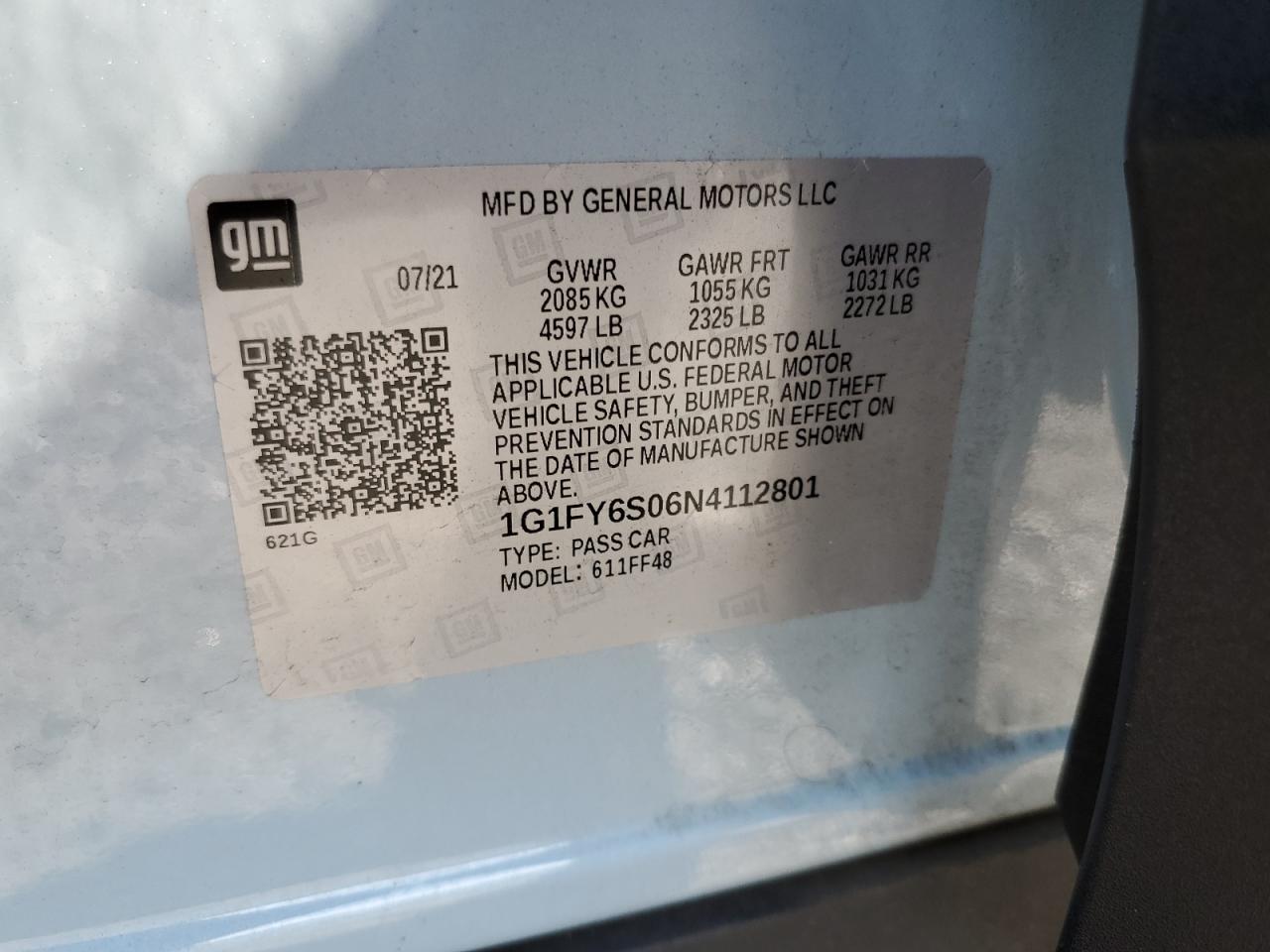 1G1FY6S06N4112801 2022 Chevrolet Bolt Euv Lt