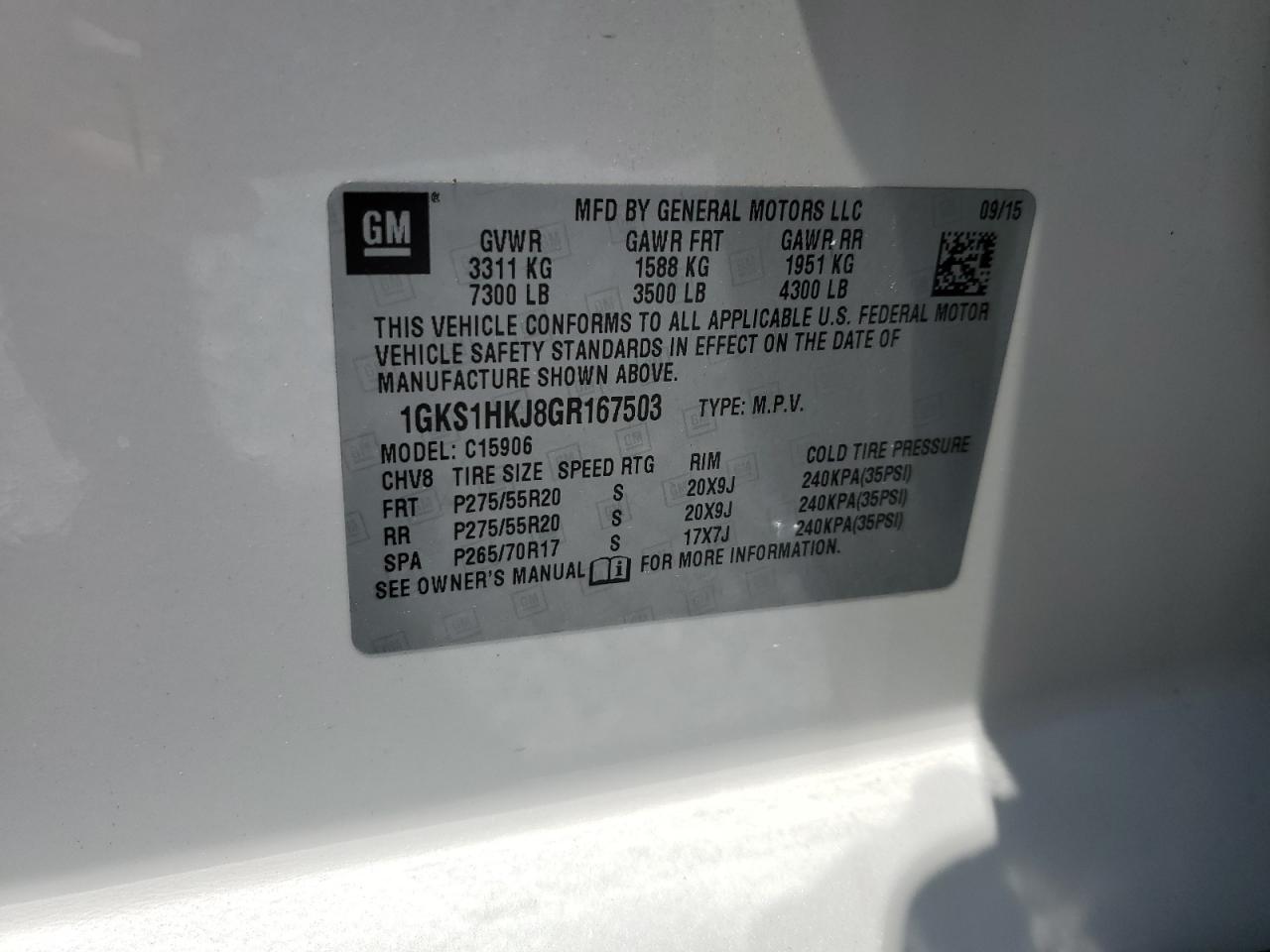 1GKS1HKJ8GR167503 2016 GMC Yukon Xl Denali