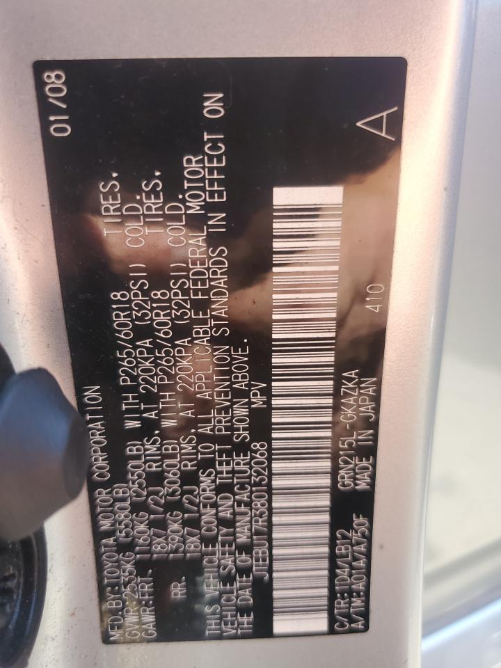 JTEBU17R380132068 2008 Toyota 4Runner Limited