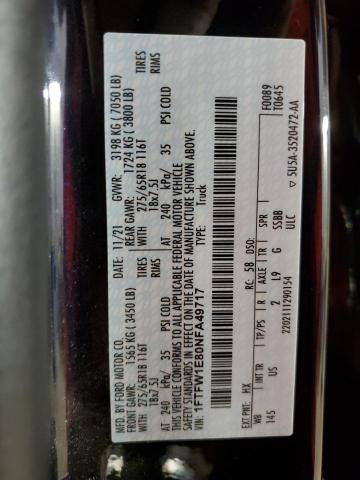 2022 Ford F150 Supercrew VIN: 1FTFW1E80NFA49717 Lot: 61148304