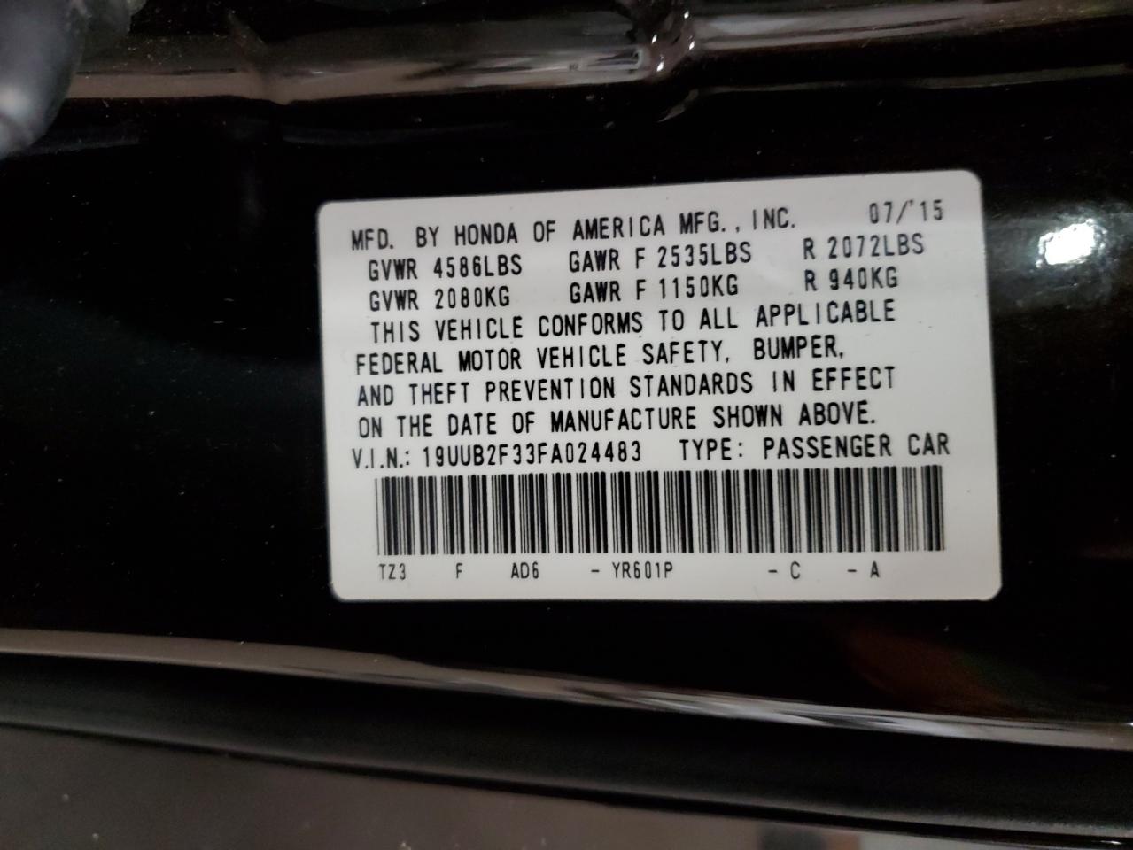 19UUB2F33FA024483 2015 Acura Tlx