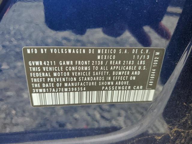 VIN 3VWB17AJ7EM396354 2014 Volkswagen Jetta, SE no.12