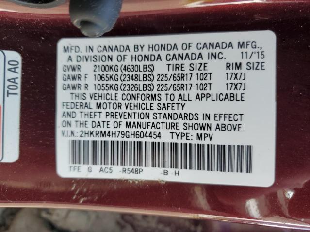 VIN 2HKRM4H79GH604454 2016 Honda CR-V, Exl no.13