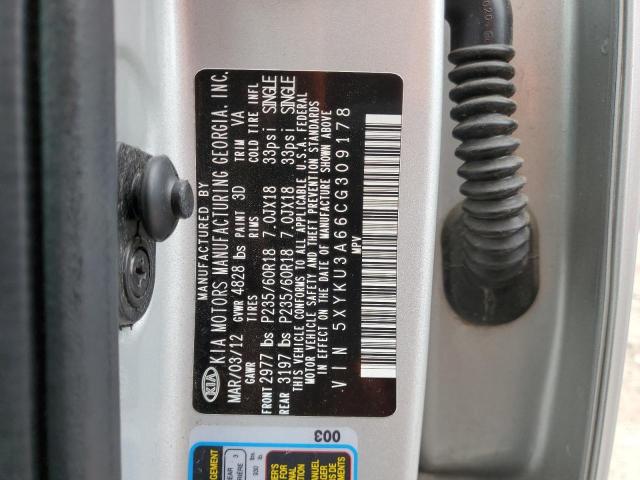 2012 Kia Sorento Ex VIN: 5XYKU3A66CG309178 Lot: 60524034