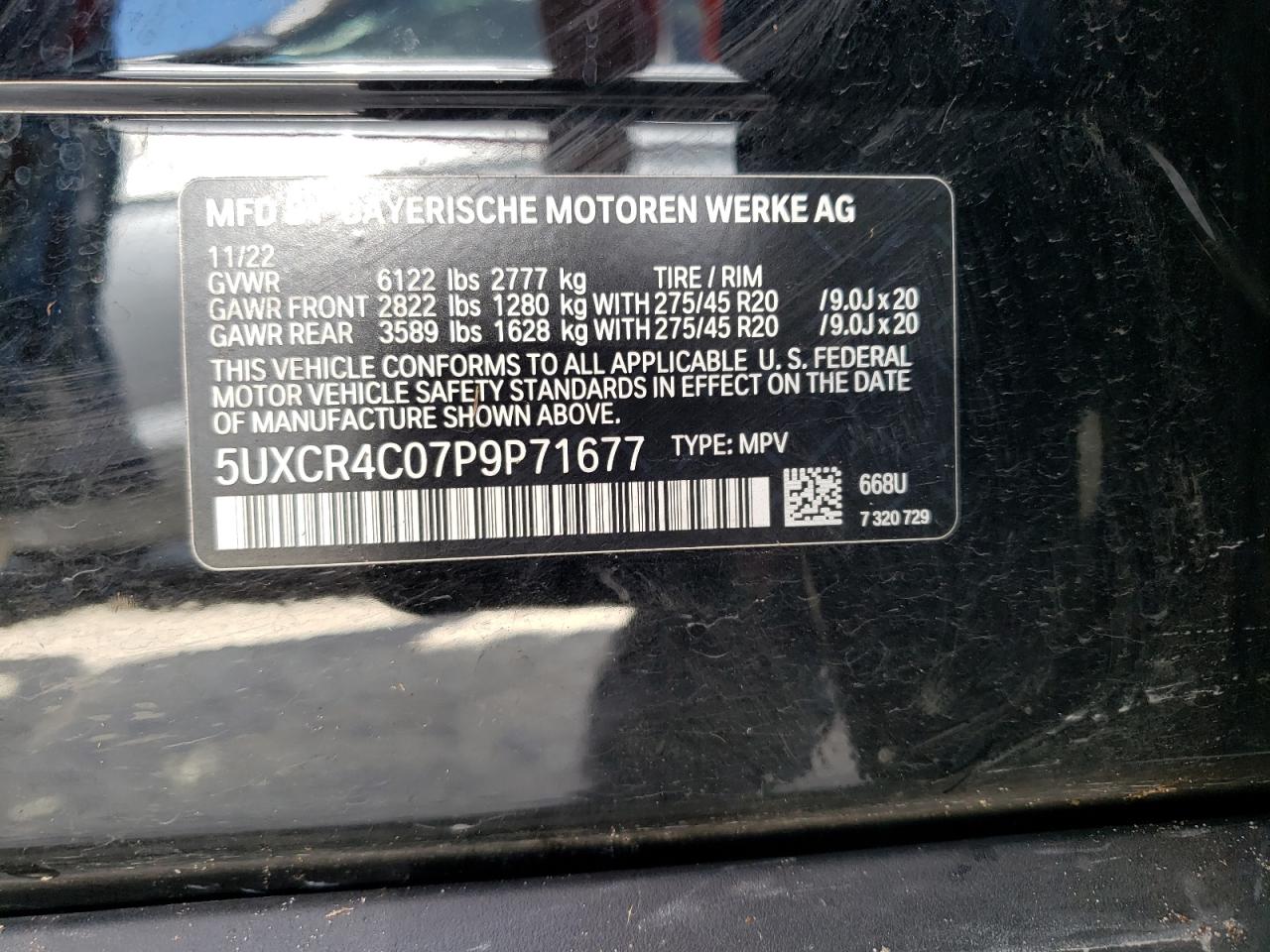 5UXCR4C07P9P71677 2023 BMW X5 Sdrive 40I